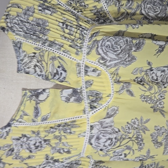 Ivy Jane Yellow Floral Blouse Boho Style 3/4 Sleeve Sz XL - Picture 9 of 9